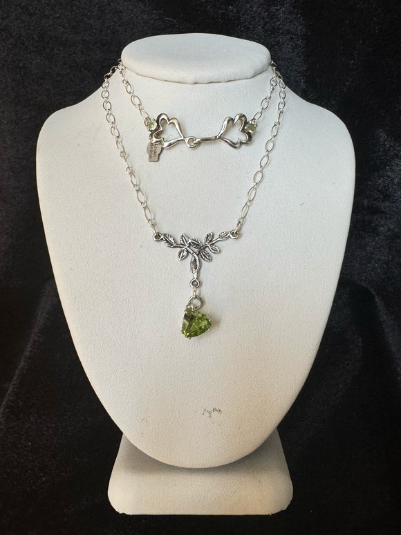 Sterling Silver and Peridot Leaf Necklace