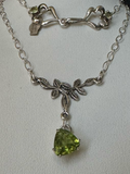 Sterling Silver and Peridot Leaf Necklace