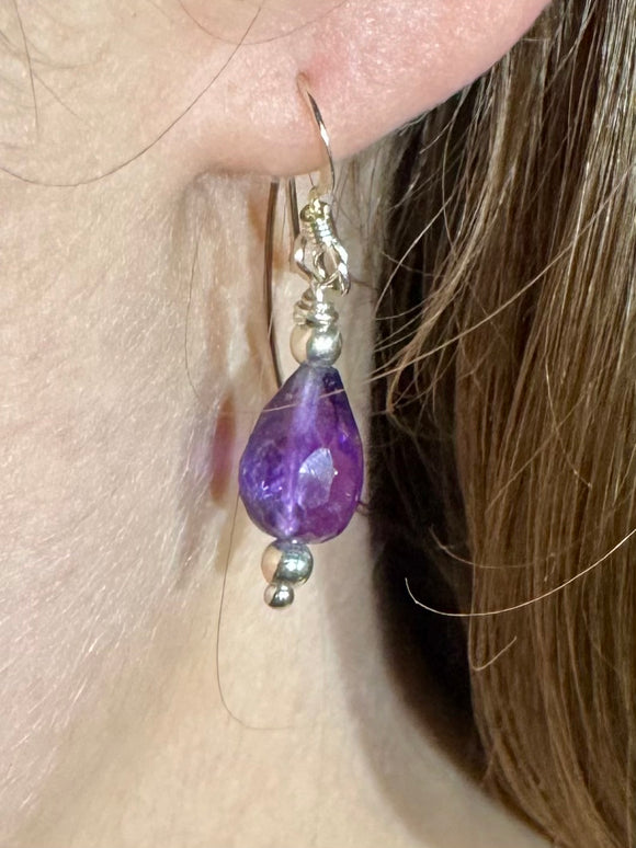 Elegant Amethyst & Sterling Silver Earrings – A Touch of Royalty