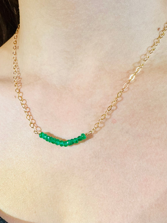 Gold-Filled & Emerald Bar Necklace – A Symbol of Elegance and Vitality