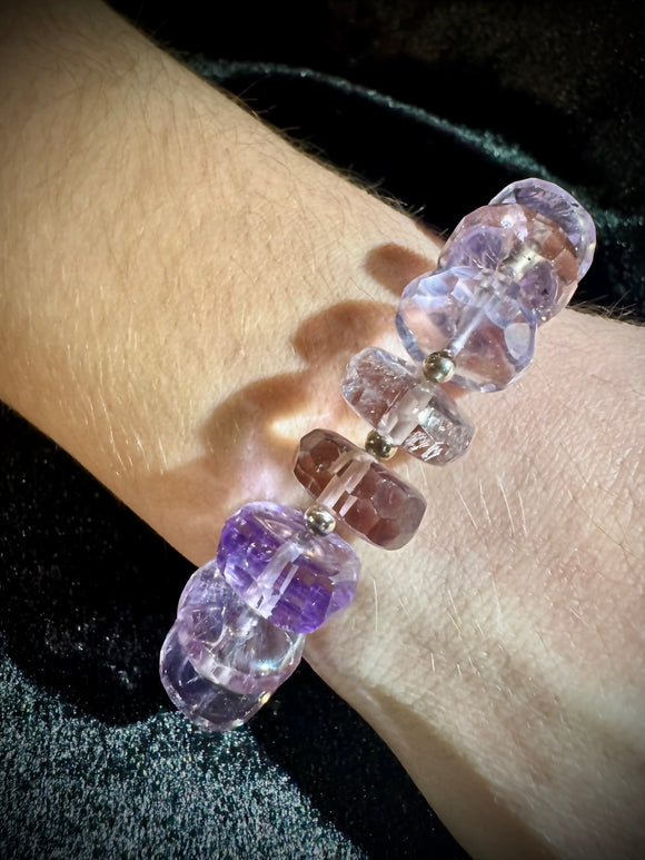 Ametrine Bracelet with Sterling Silver Beads and Magnetic Clasp – 7