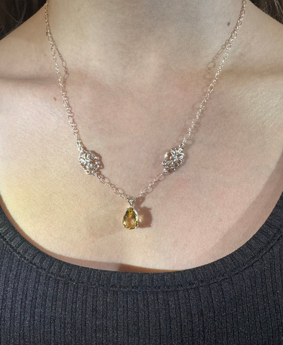 Citrine and Sterling Silver Necklace