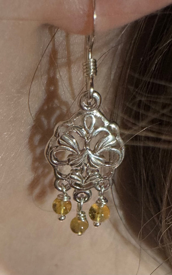 Sterling Silver & Citrine Filigree Chandelier Earrings – A Radiant Elegance