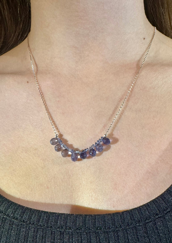 Exquisite Sterling Silver and Iolite Necklace