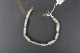 8" Column Labradorite & Tibetian Silver Stretch & Clasp Bracelet