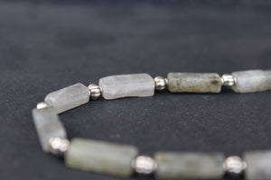 8" Column Labradorite & Tibetian Silver Stretch & Clasp Bracelet