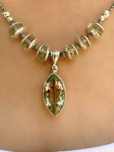 Prasiolite Pendant Necklace 18”