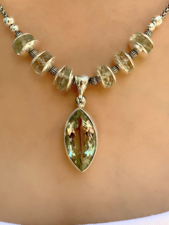 Prasiolite Pendant Necklace 18”