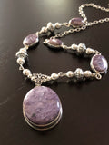 Adjustable Charoite & Sterling Silver Necklace