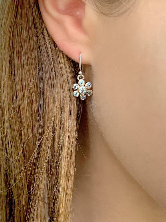 Aquamarine Flower Dangle Earrings