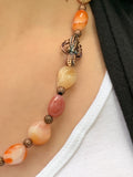 Agate Chunk Necklace with Cooper Dragonfly