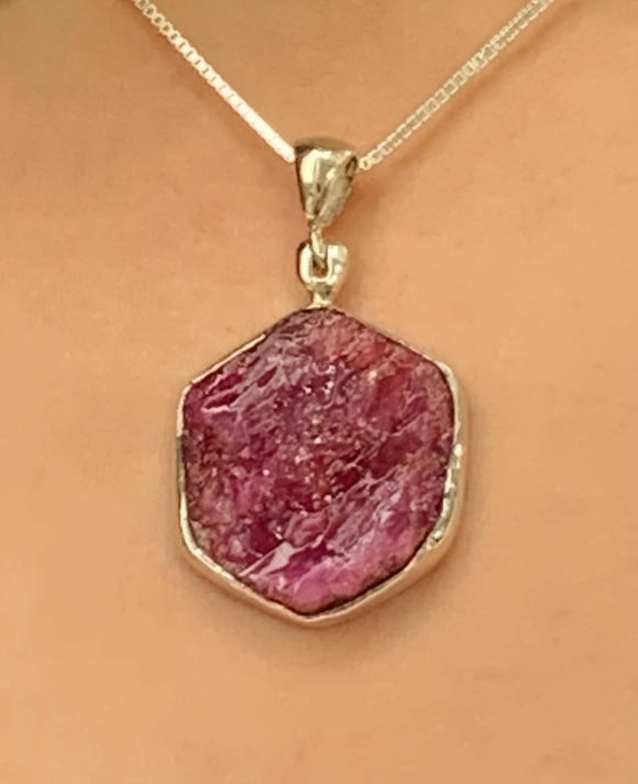 Ruby Rough Pendant Necklace