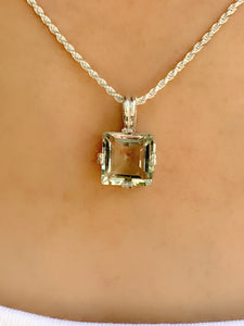 Prasiolite 4 prong Pendant Necklace