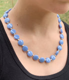 19” High Quality Angelite puffed circle Necklace