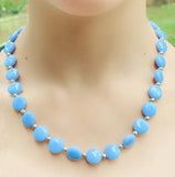 19” High Quality Angelite puffed circle Necklace