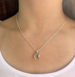 Prasiolite 4 prong Pendant Necklace