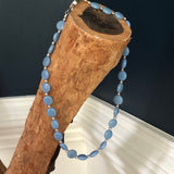 19” High Quality Angelite puffed circle Necklace